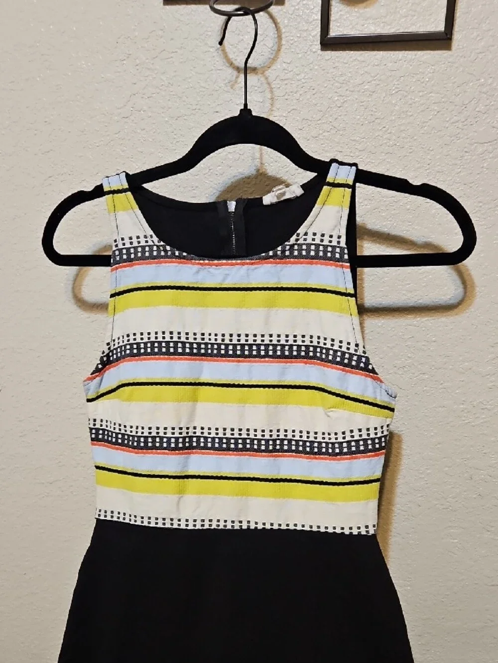 Weston Wear Black Skirt Two-Tone Striped Bodice Mini Dress
